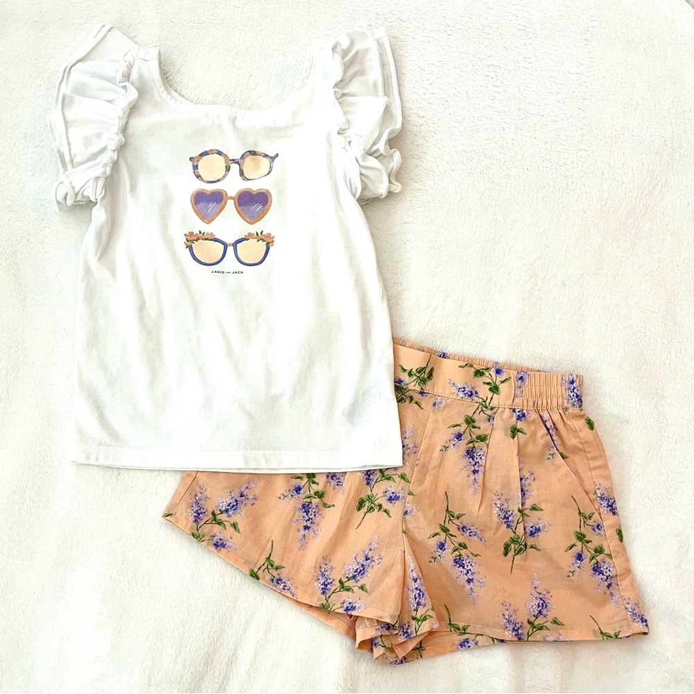 NWT Beautiful Girls Shorts Set - White and Tangerine Floral. From Nordstroms